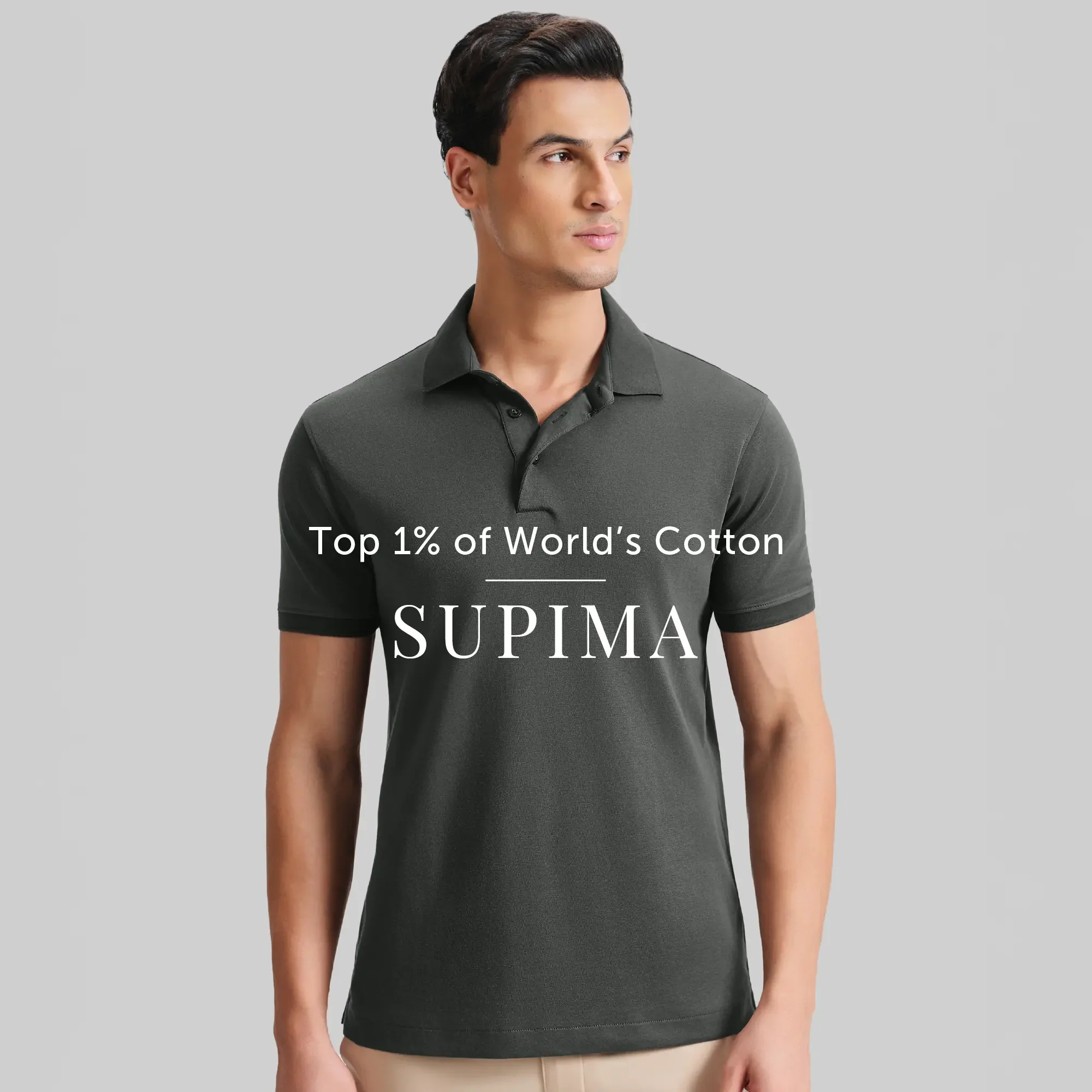 Supima Cotton Slim Fit Polo - Storm Grey - Image 2