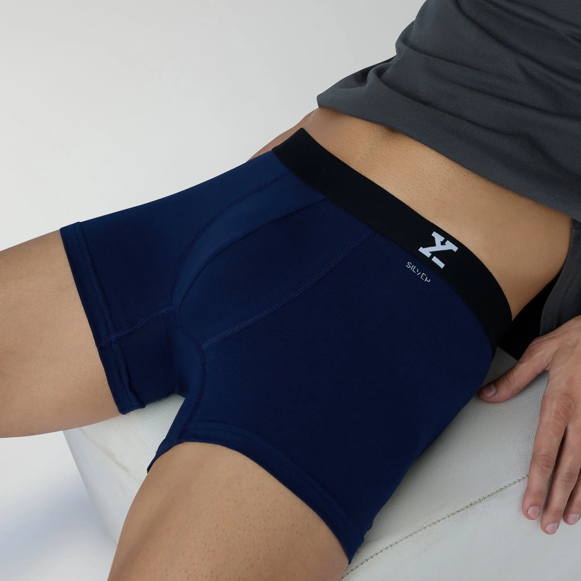 Aero Silver Cotton Trunks Midnight Blue - Image 5
