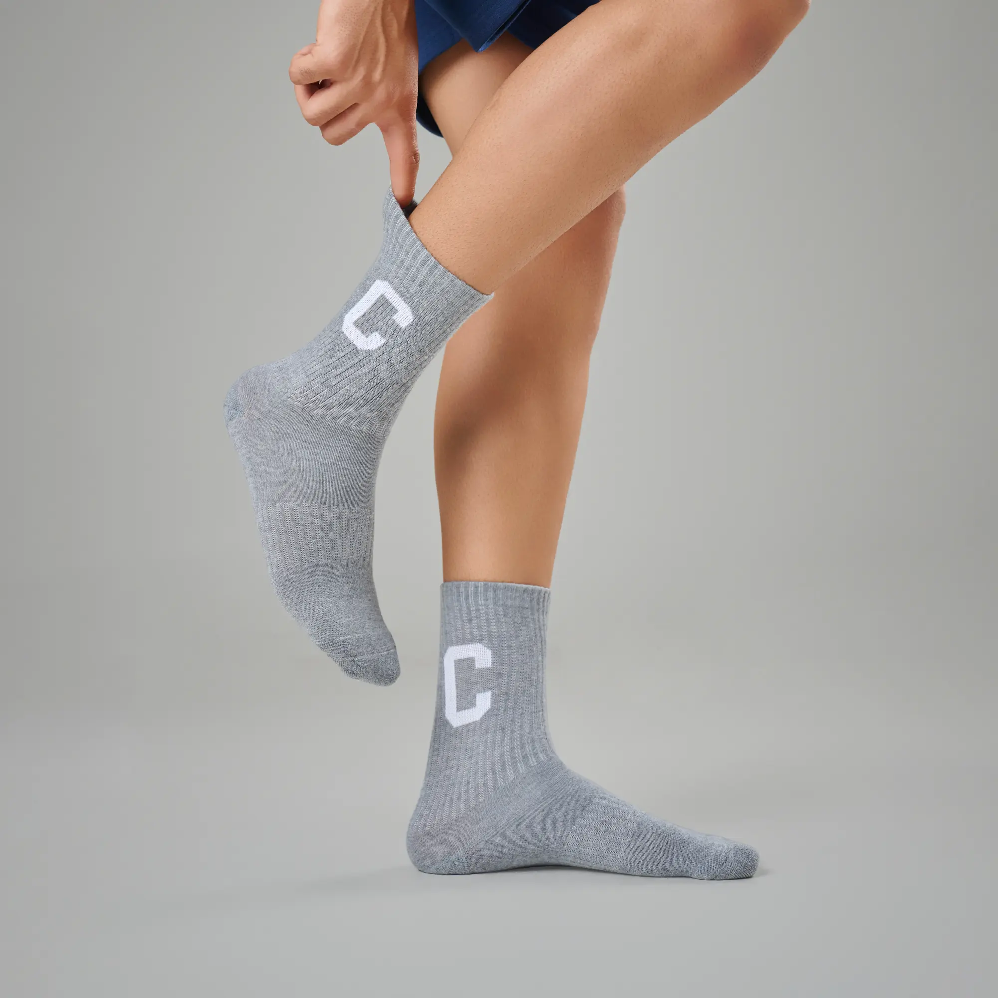 Crew Calf Length Socks - Concrete Grey
