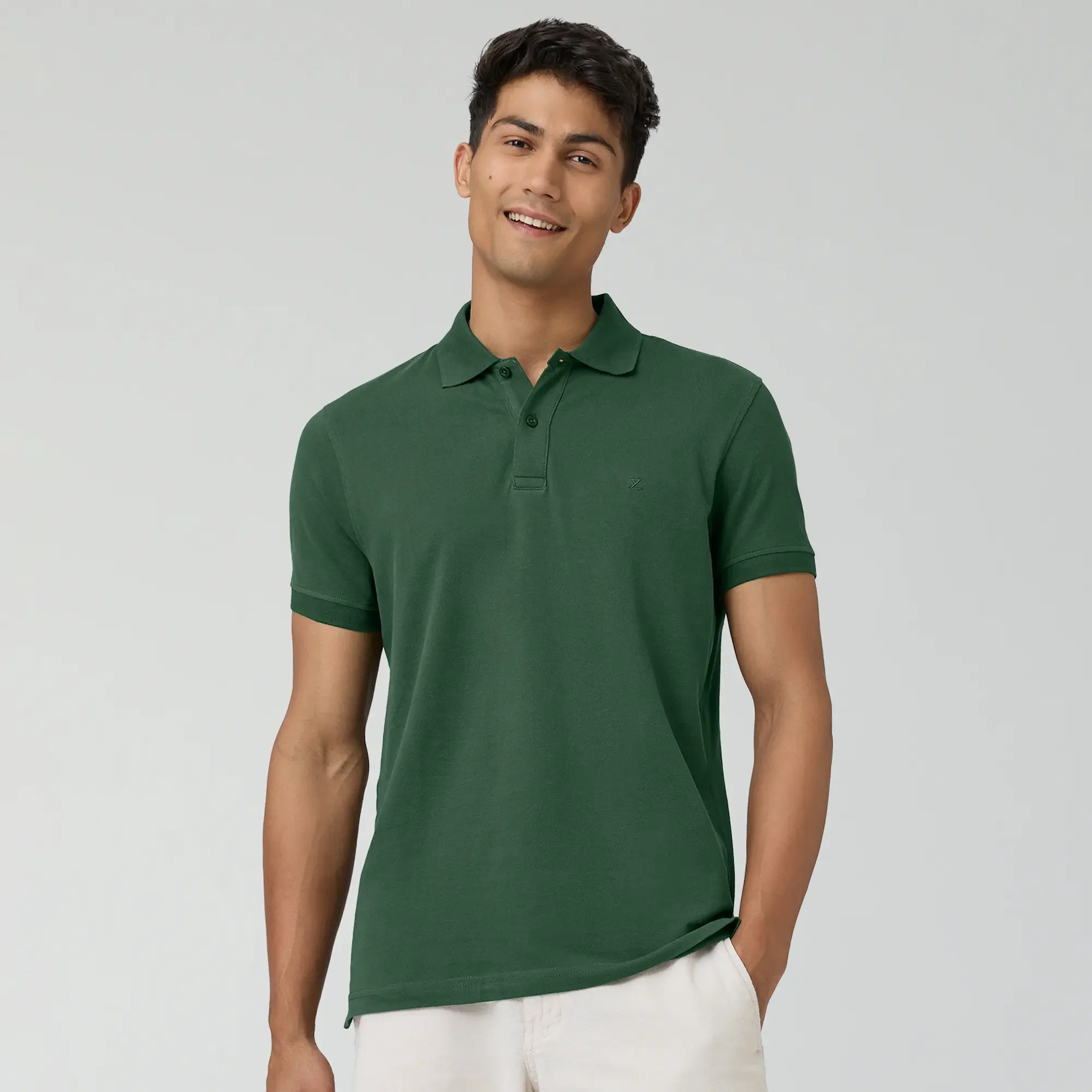 Nova Combed Cotton Polo T-shirts Basil Green - Image 4