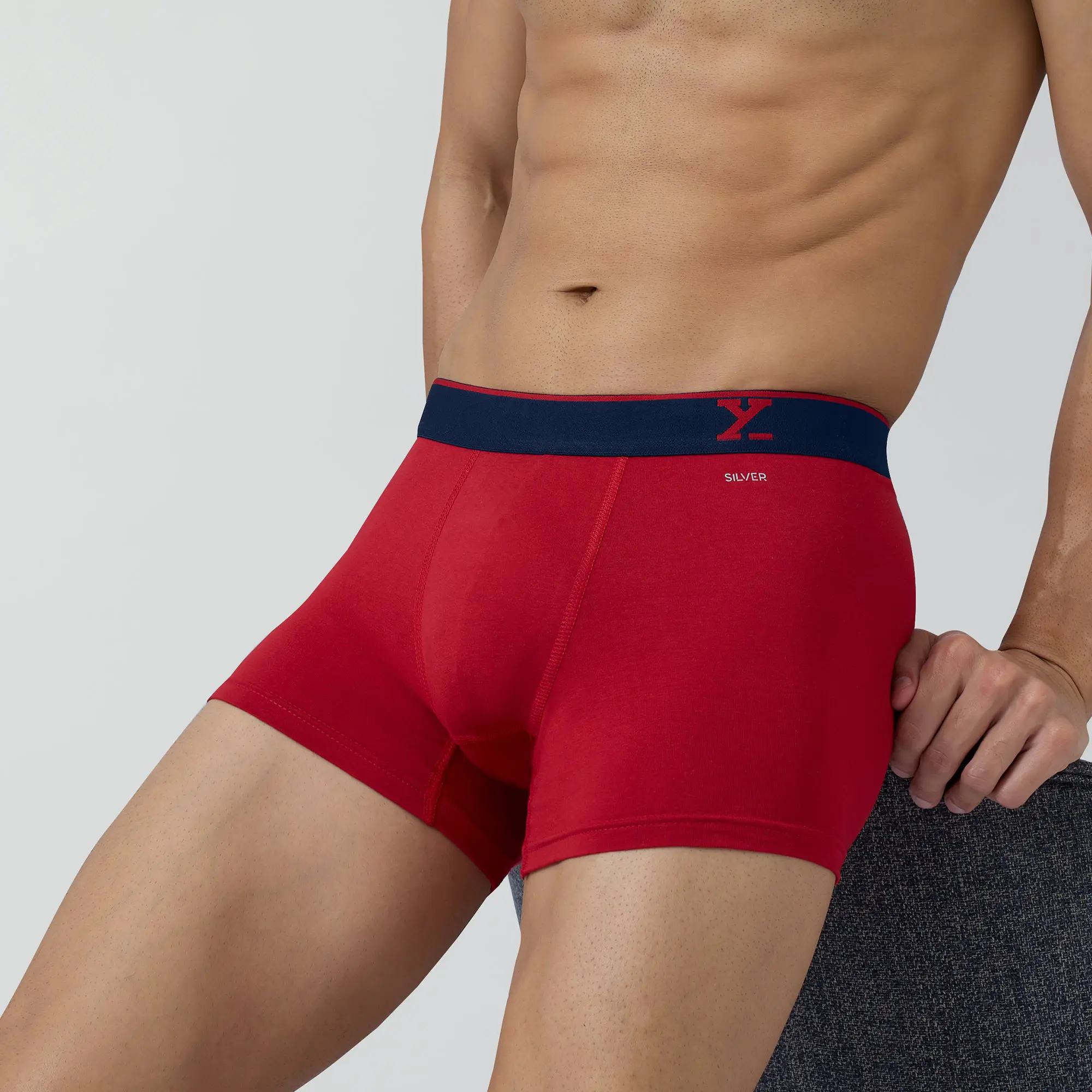 Traq Silver Cotton Trunks Rio Red - Image 5