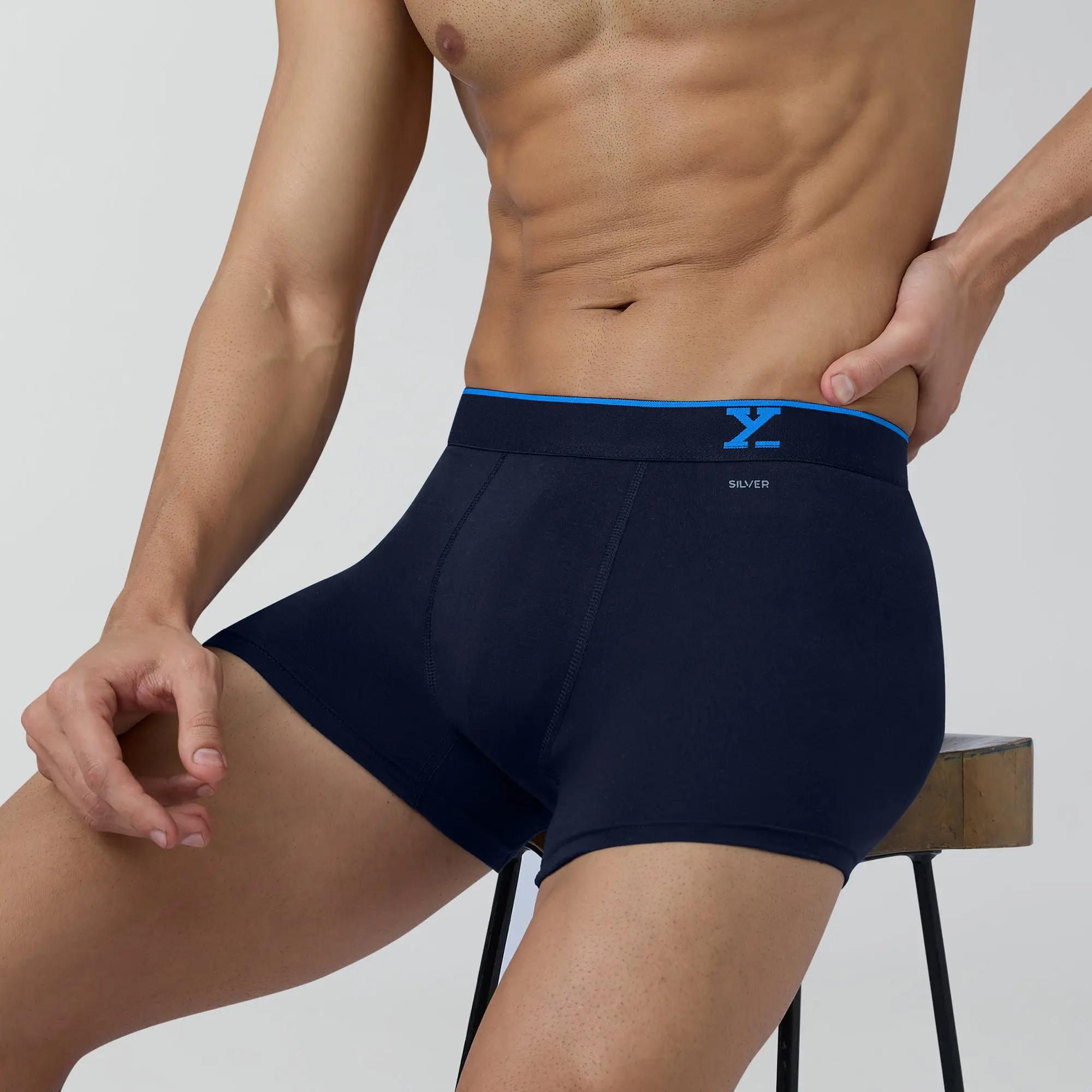 Traq Silver Cotton Trunks Midnight Blue - Image 5