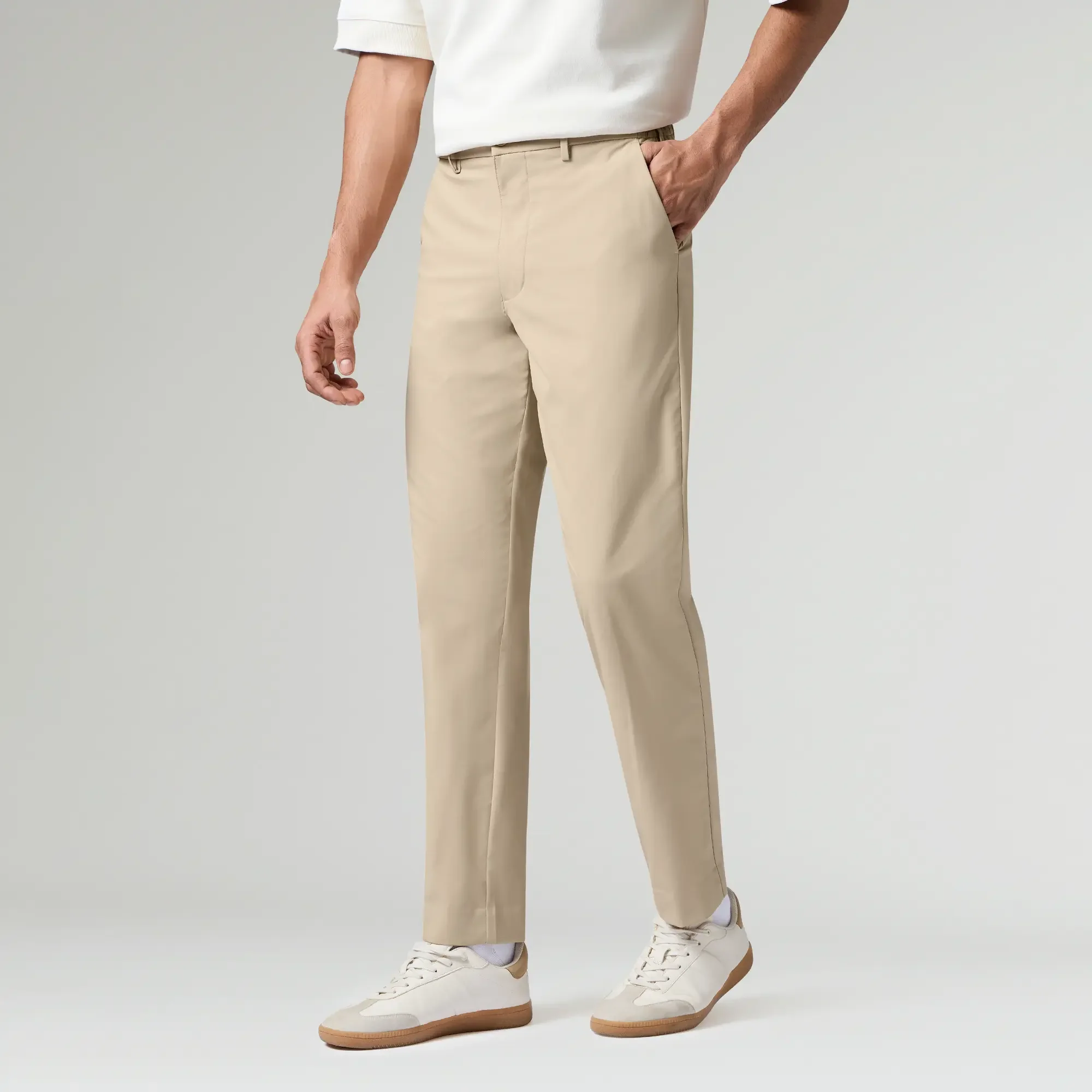 VELOCITY: Soft Stretch Pants - Straight Fit Tan Brown - Image 4
